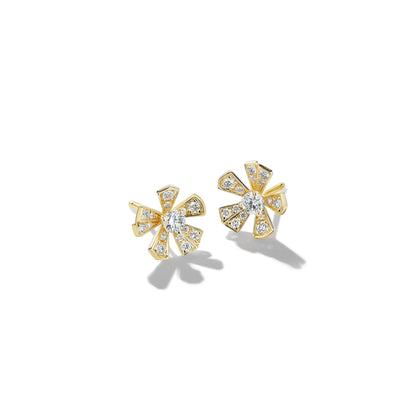 Mimi So Wonderland Orchid Diamond Stud Earrings_18k Yellow Gold