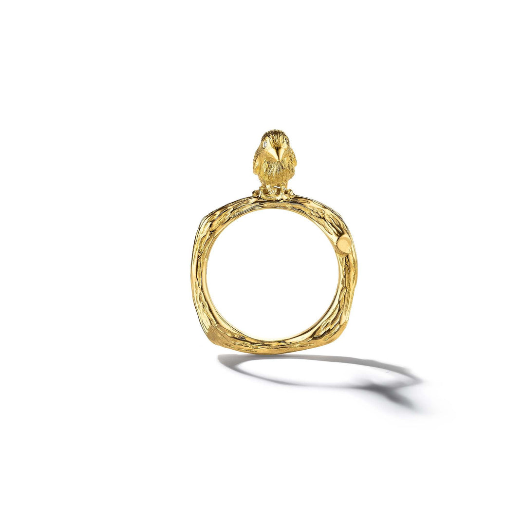 Wonderland Lovebird Twig Ring 18k yellow gold