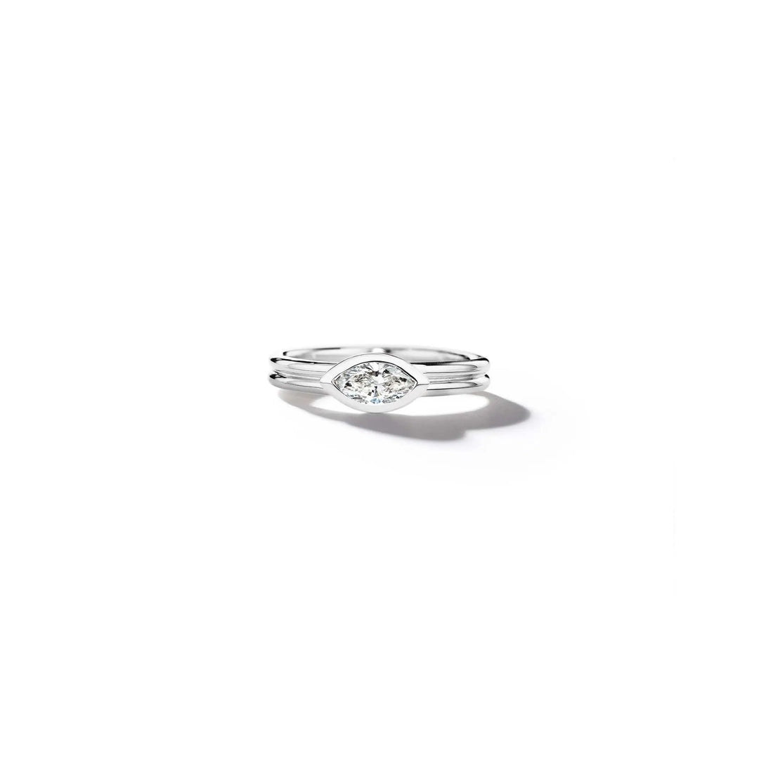 Mimi So East/West Marquise Diamond Double Band Ring_18k White Gold