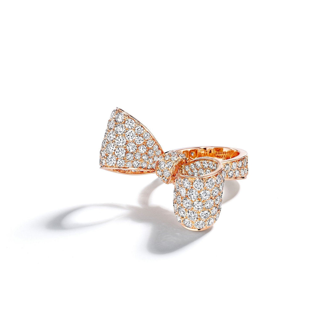 Mimi So Diamond Bow Ring with diamond band in 18k Rose Gold