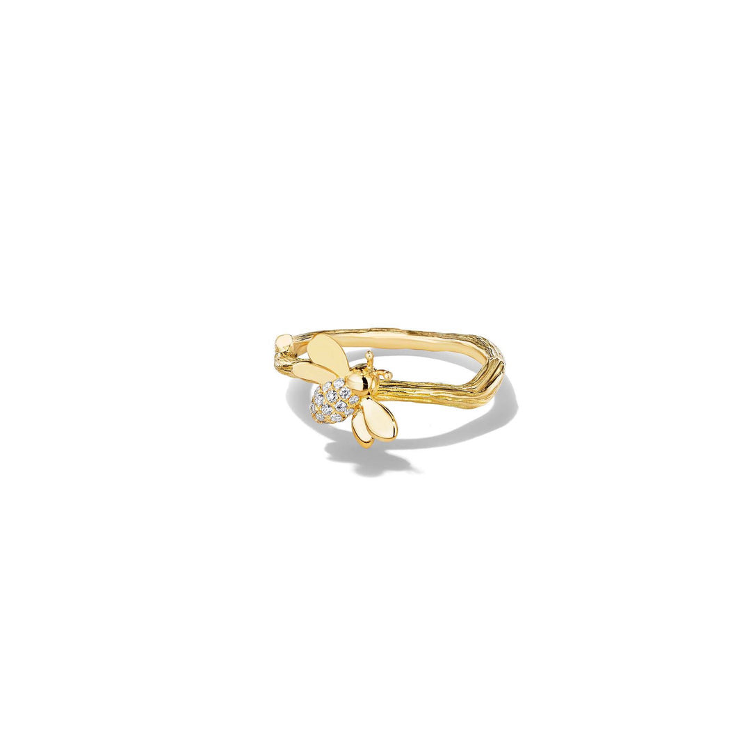 Wonderland Diamond Bumble Bee Ring 18k Yellow Gold