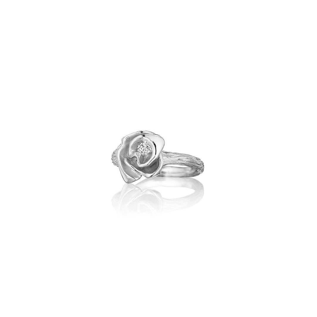 Wonderland Mimi So Rose Ring in 18k white gold with center diamond