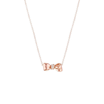 Bow Diamond Knot Necklace_18k Rose Gold