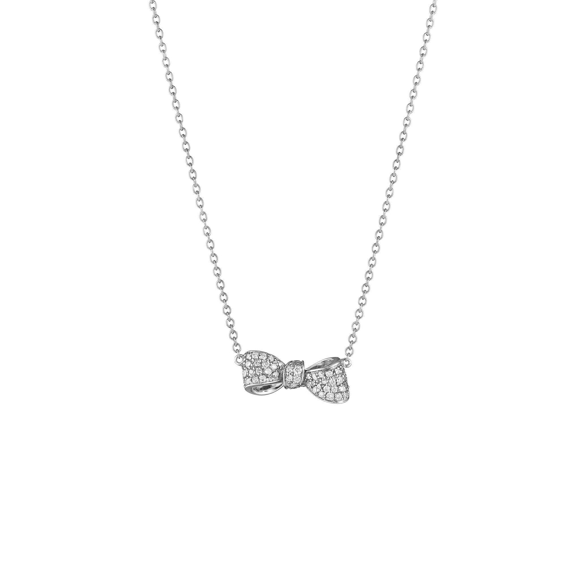 Bow Diamond Necklace_18k White Gold