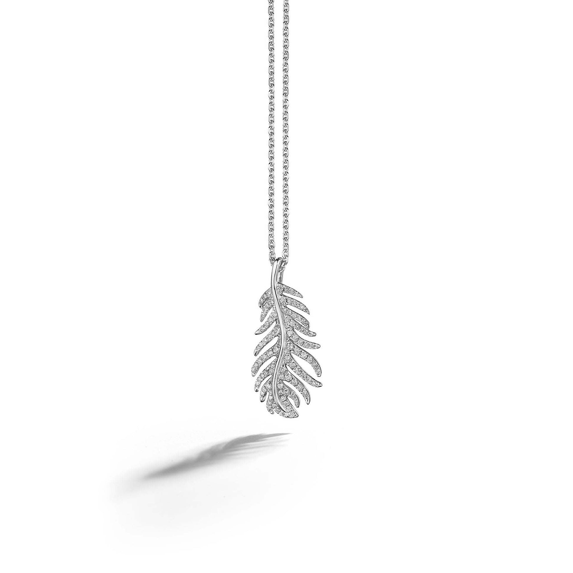 Phoenix Feather Diamond Necklace_18k White Gold