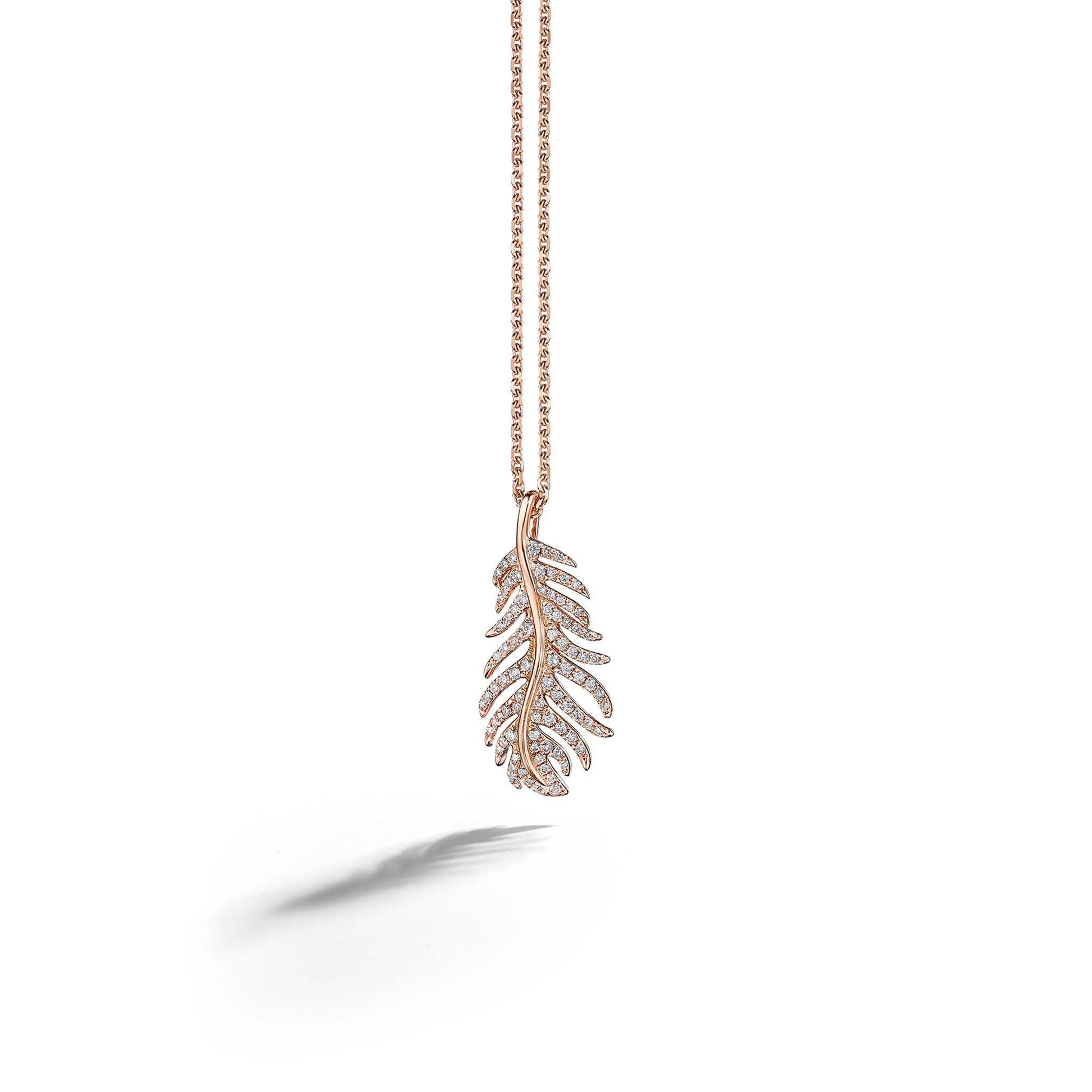 Phoenix Feather Diamond Necklace_18k Rose Gold