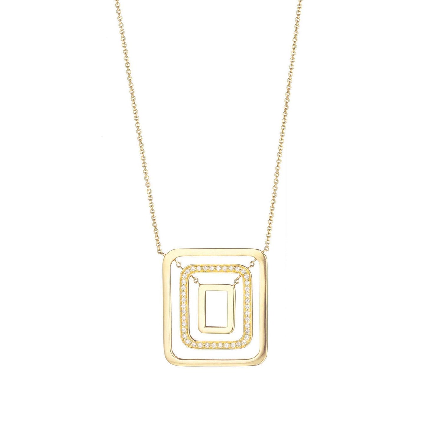 Piece Square Swing Necklace_18k Yellow Gold
