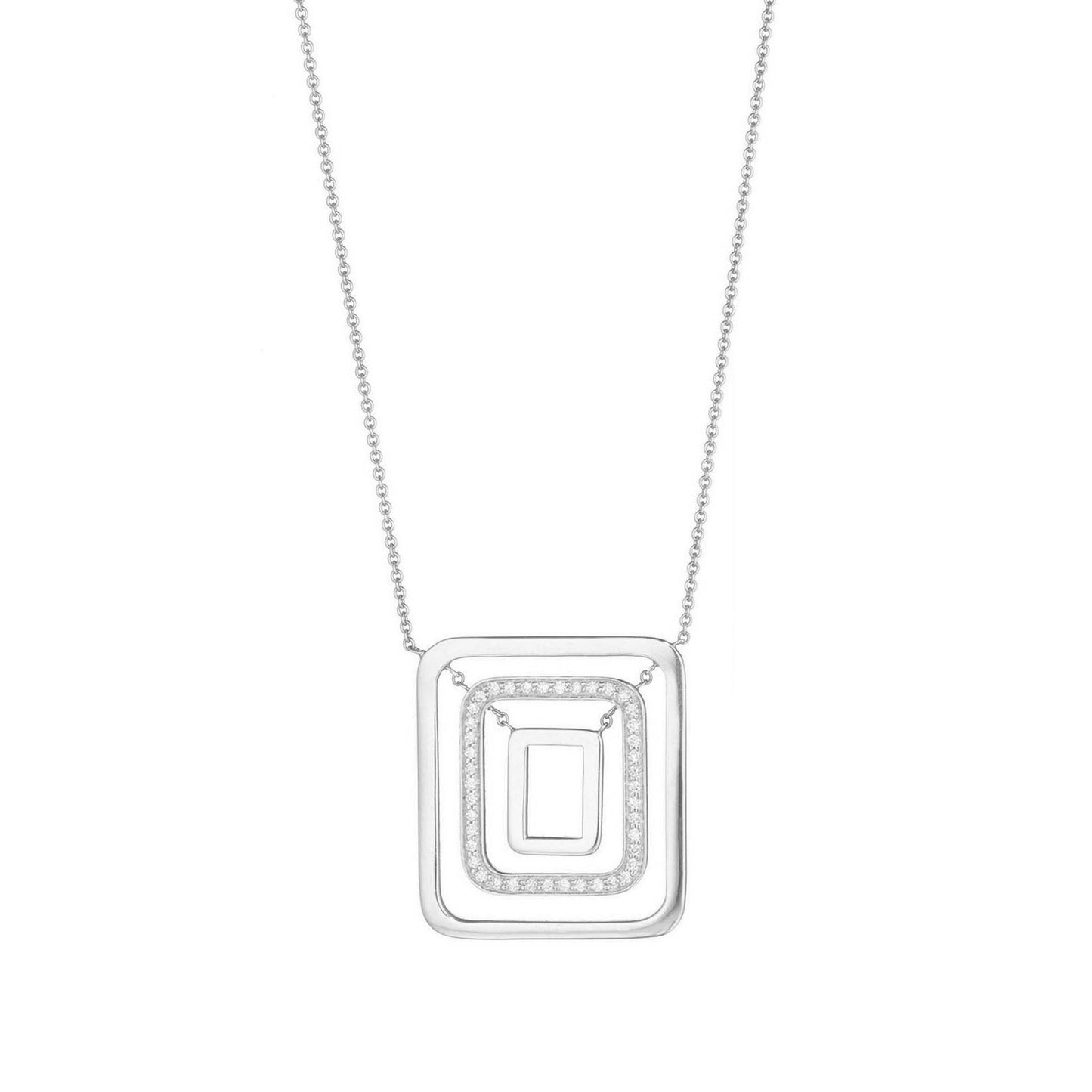 Piece Square Swing Necklace_18k White Gold