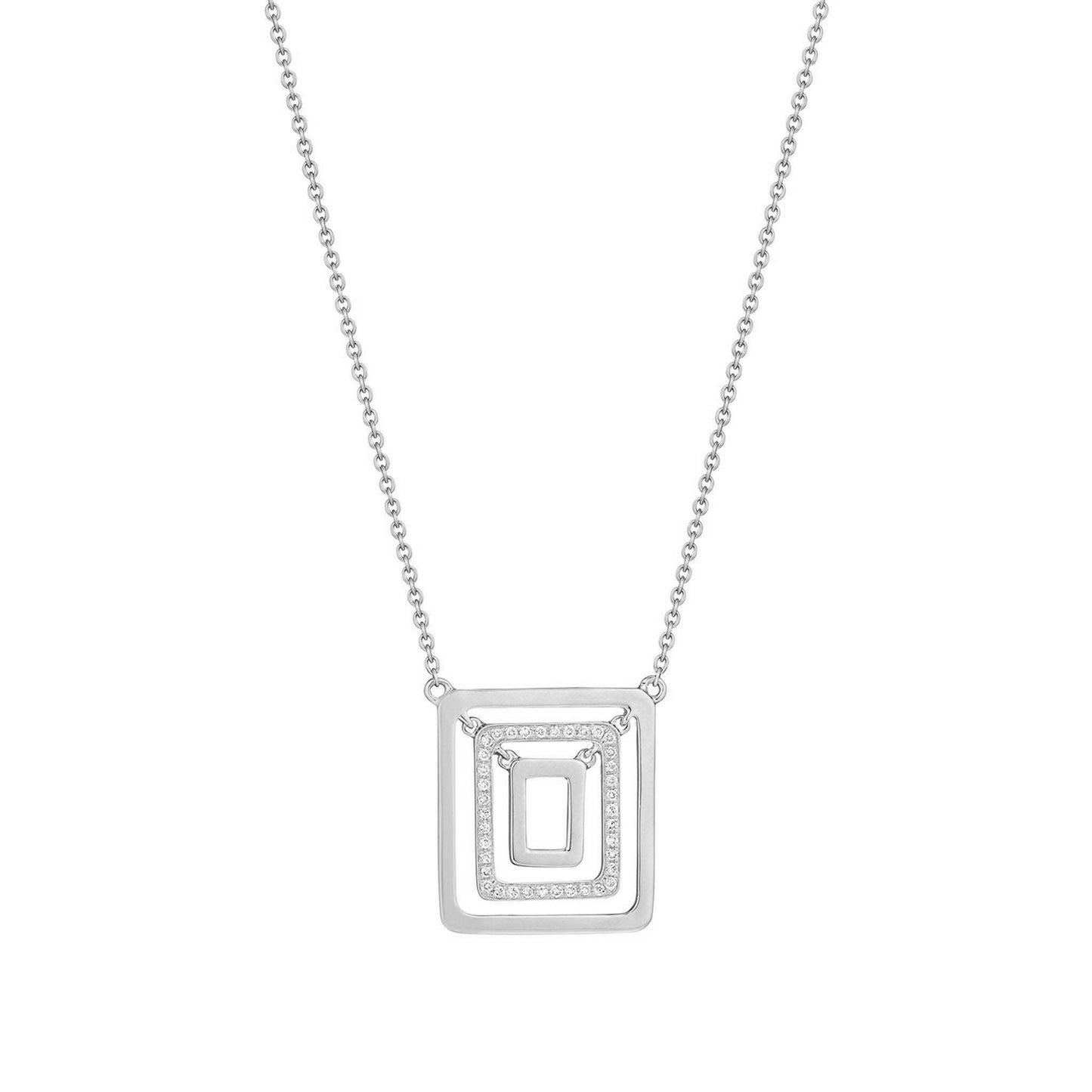 Piece Square Swing Necklace_18k White Gold