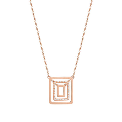 Piece Square Swing Necklace_18k Rose Gold