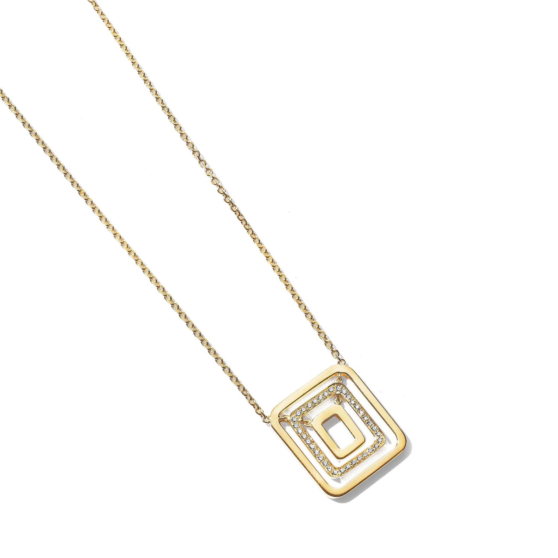 Piece Square Swing Necklace by Mimi So 18k Yellow Gold