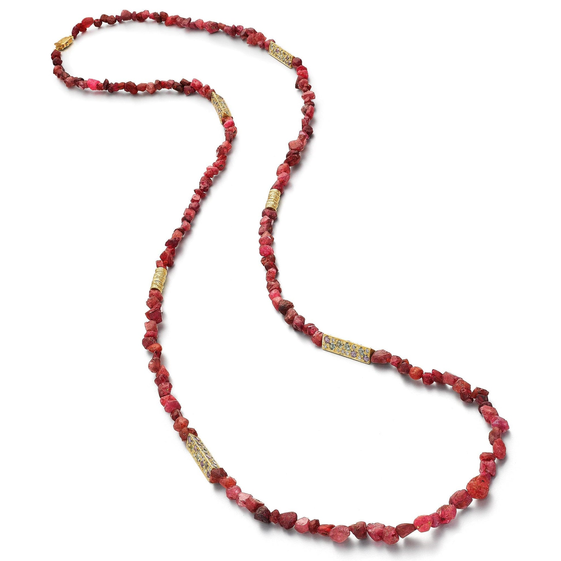 Mimi So Wonderland African Red Spinel Bead Necklace_18k Yellow Gold