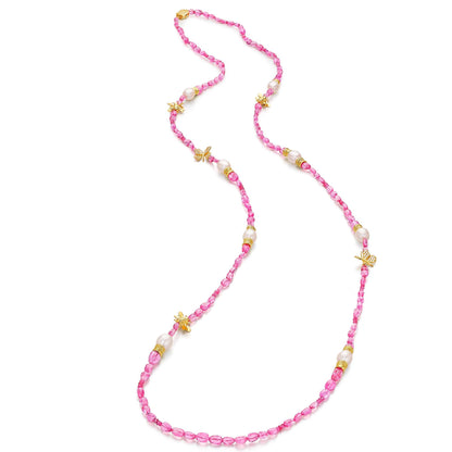 Wonderland  Pink Spinel & Pearl Bead Necklace
