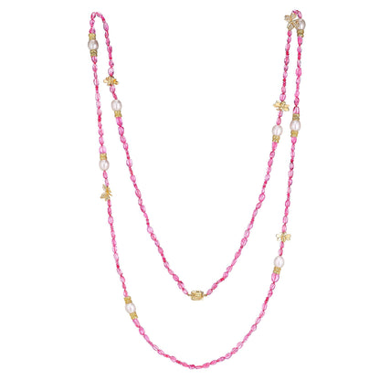 Wonderland  Pink Spinel & Pearl Bead Necklace