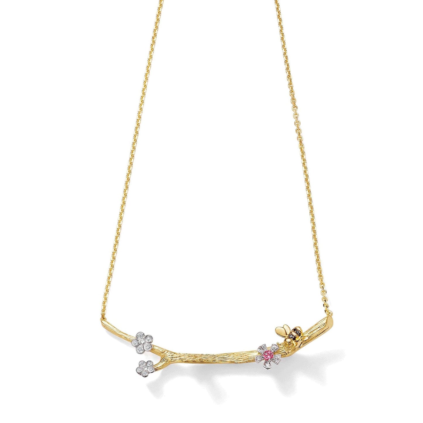 Mimi So Wonderland Bee Orchid Twig Necklace_18k Yellow/White Gold