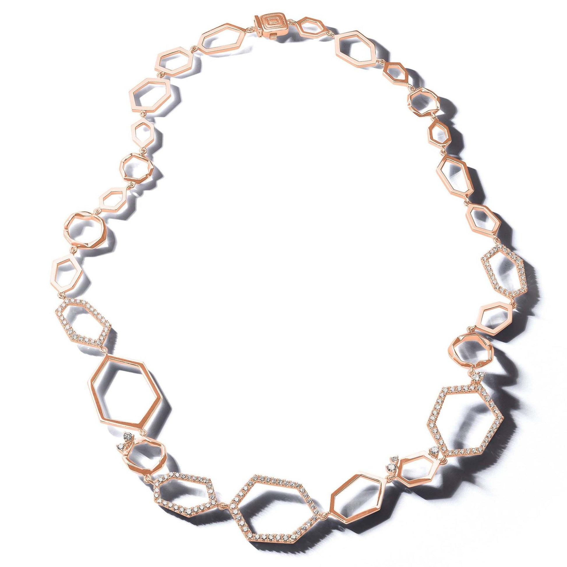 Jackson Multi-Link Diamond Collar Necklace_18k Rose Gold