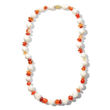Mimi So Jackson Ludlow Rock White Onyx & Orange Opal Bead Necklace_18k Yellow Gold