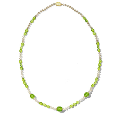 Peridot & Pearl Classic Bead Necklace_18k Yellow Gold