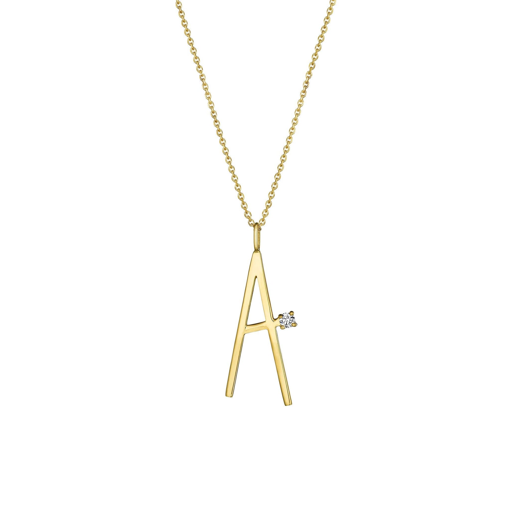 Mimi So Type Letter A Pendant Necklace_18k Yellow Gold