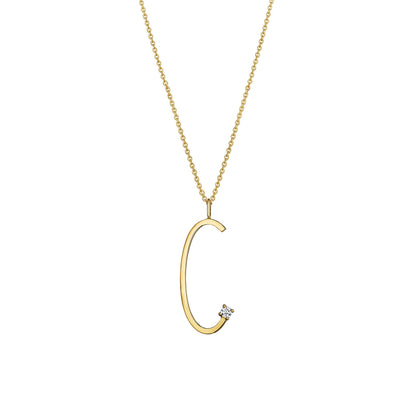 Type Letter C Pendant Necklace_18k Yellow Gold
