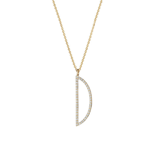 Type Letter D Diamond Pendant Necklace_18k Yellow Gold