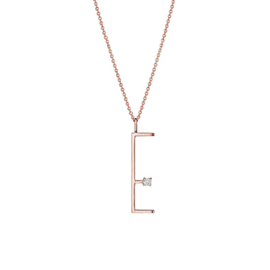 Type Letter E Pendant Necklace_18k Rose Gold