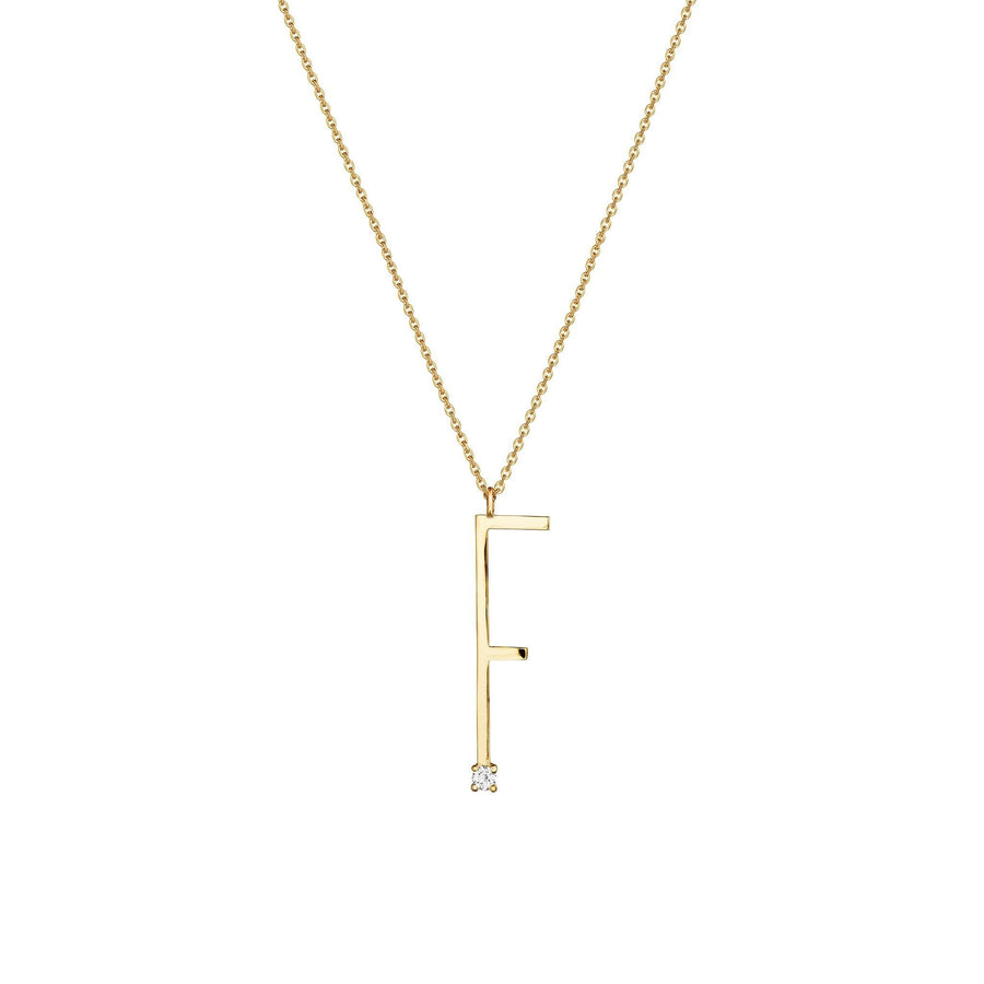 Type Letter F Diamond Pendant Necklace_18k Yellow Gold