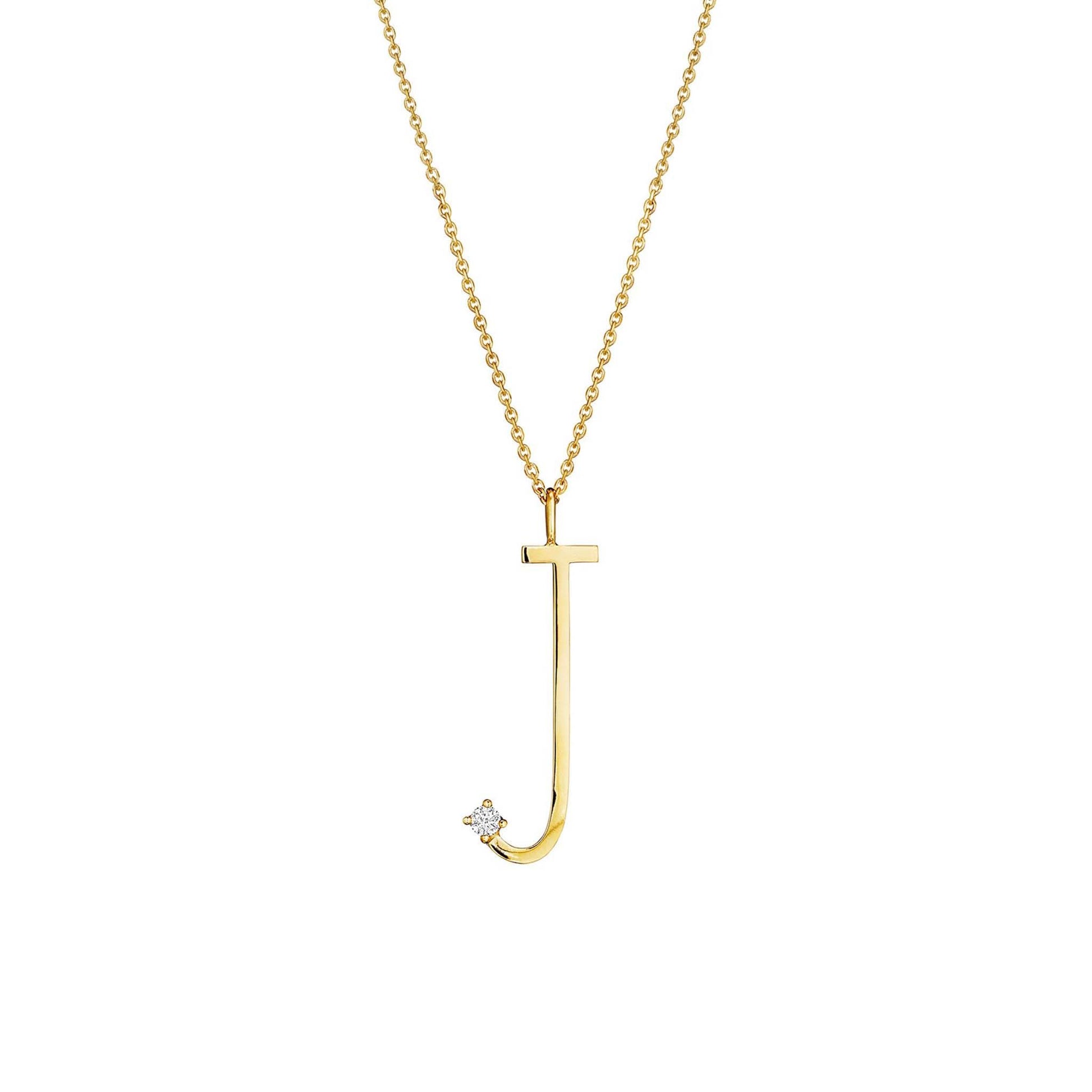 Type Letter J Pendant Necklace_18k Yellow Gold