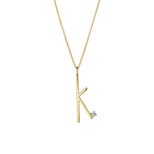 Type Letter K Pendant Necklace_18k Yellow Gold