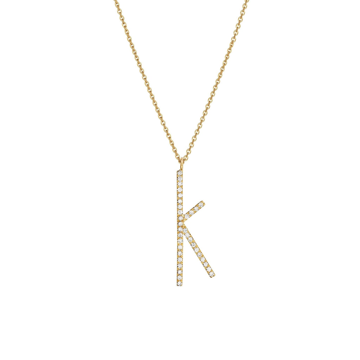 Type Letter K Diamond Pendant Necklace_18k Yellow Gold