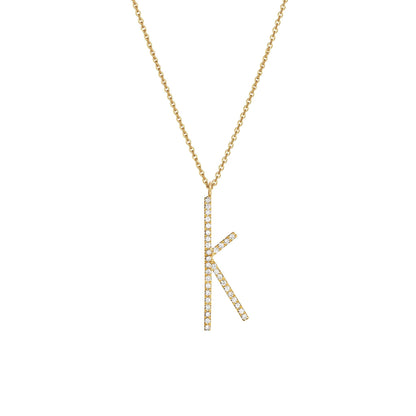Type Letter K Diamond Pendant Necklace_18k Yellow Gold