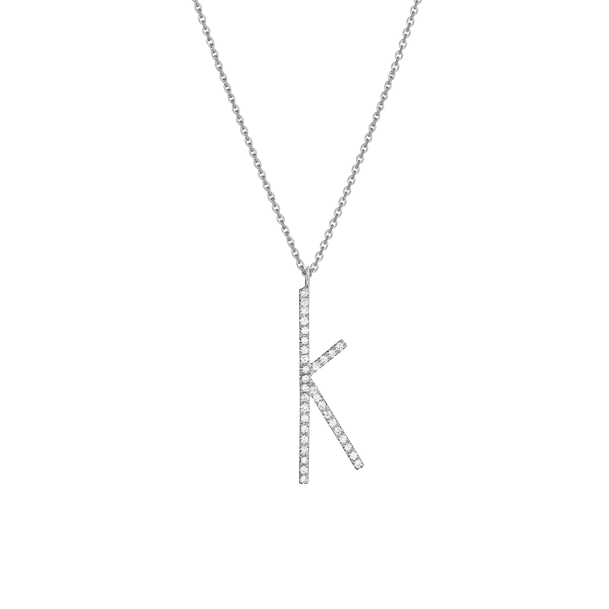 Diamond Initial K Necklace 1/20 ct tw Round 10K White Gold | Jared