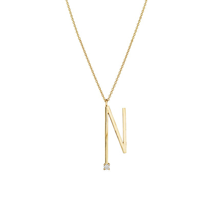 Type Letter N Pendant Necklace_18k Yellow Gold