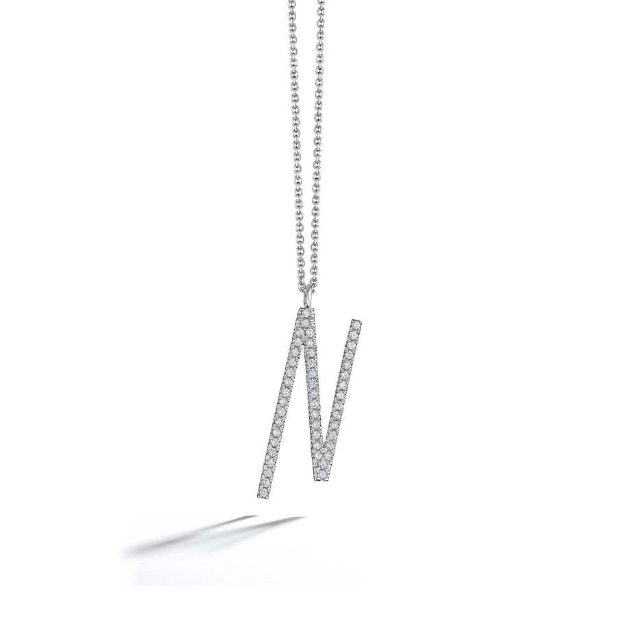 Mimi So Type Letter N Diamond Pendant_18k White Gold