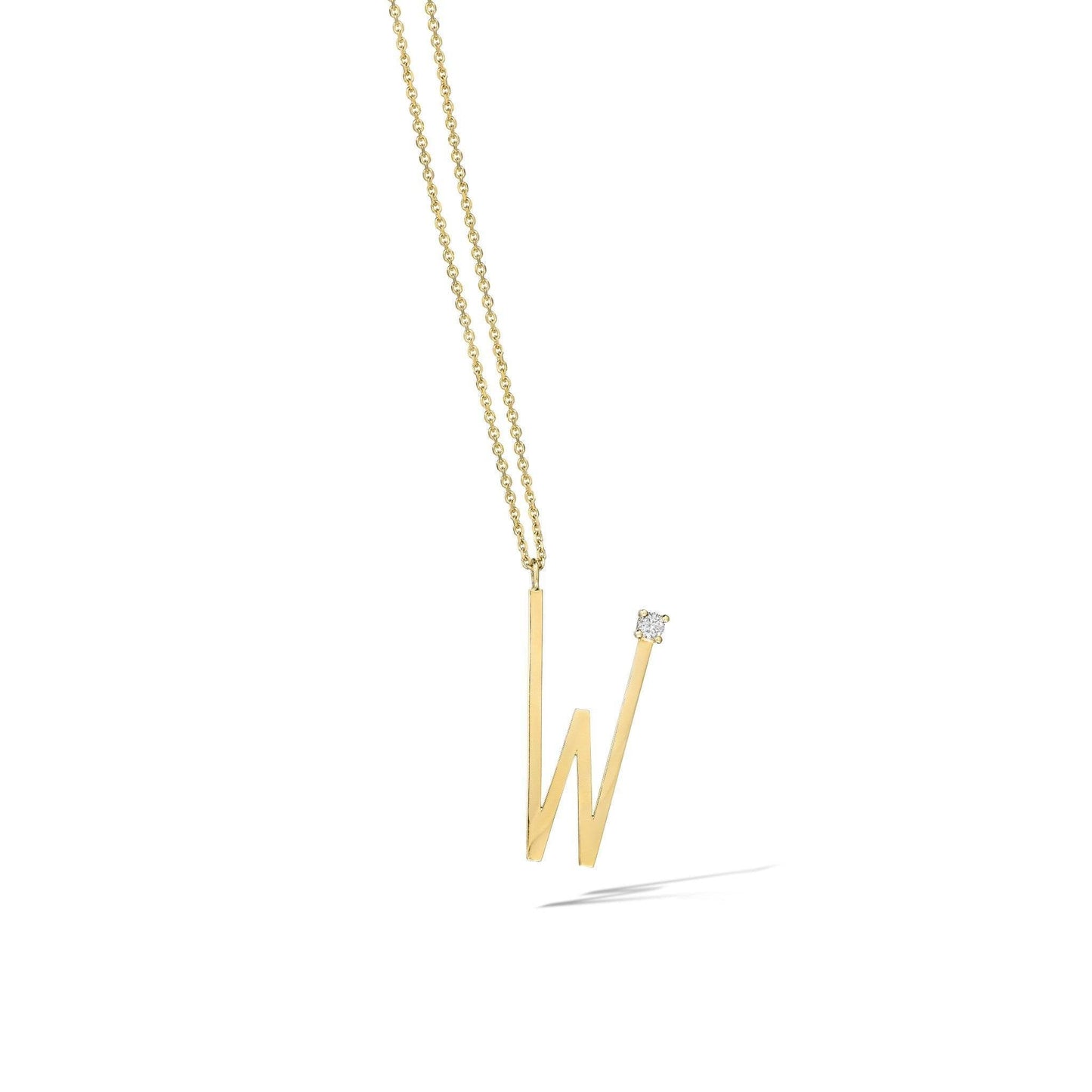 Type Letter W Pendant Necklace_18k Yellow Gold