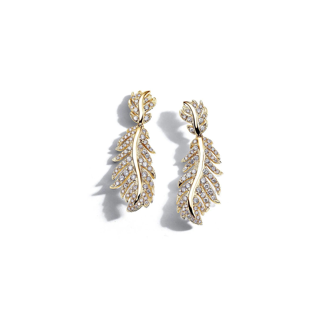 Mimi So Phoenix Feather Diamond Earrings Small_18k Yellow Gold