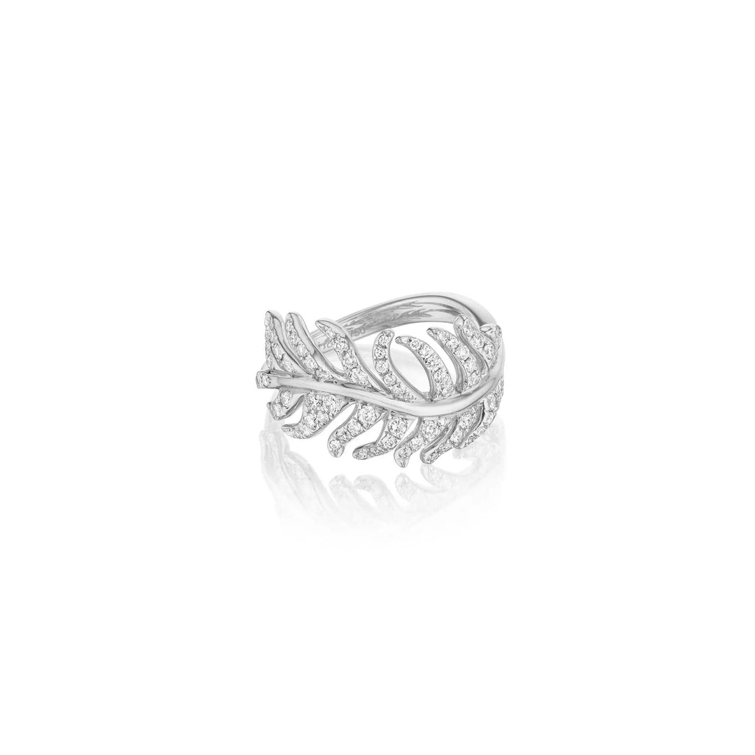 Phoenix Feather Diamond Ring_18k White Gold