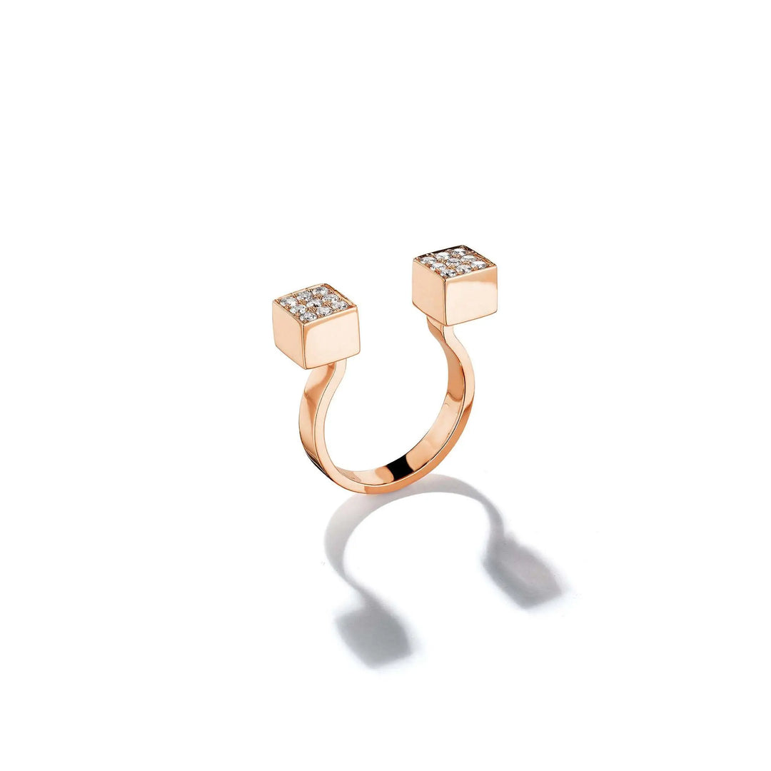 Mimi So Piece Cube In-Between Diamond Ring_18k Rose Gold
