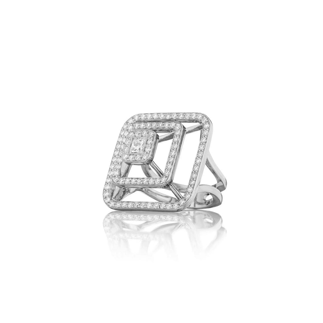Piece Pyramid Diamond Ring_18k White Gold