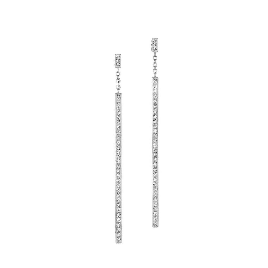 Piece Stick Diamond Earrings_18k White Gold
