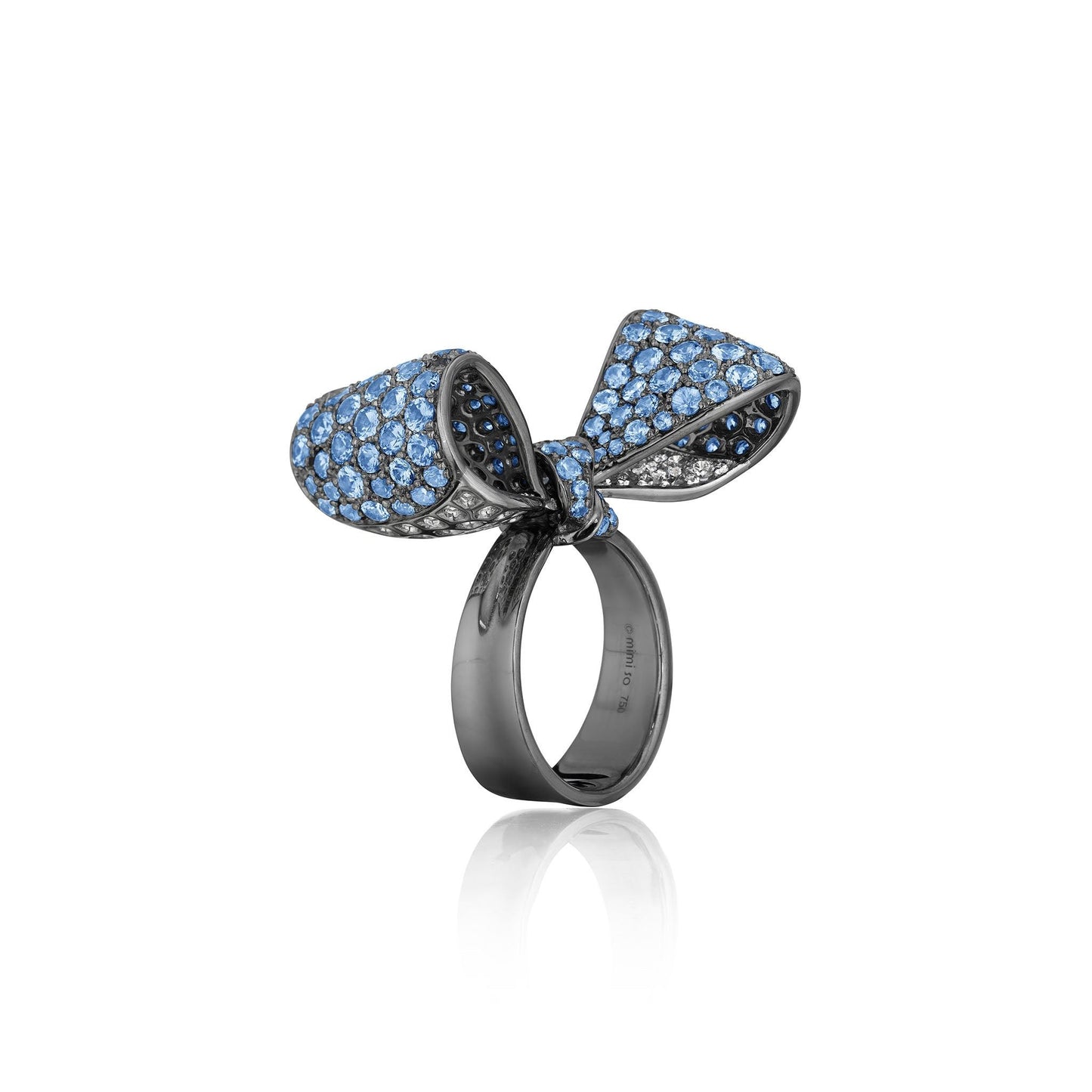 Mimi So Bow Blue Sapphire Ring – Medium 18k Black Gold Mimi So