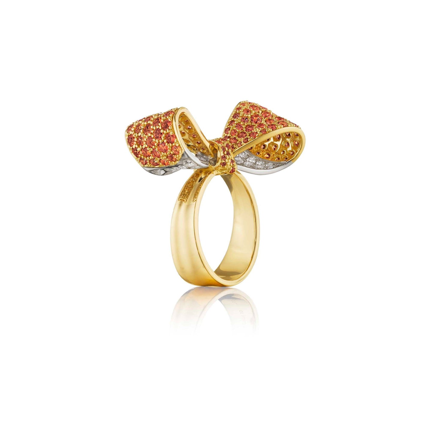 Bow Orange Sapphire & Diamond Ring