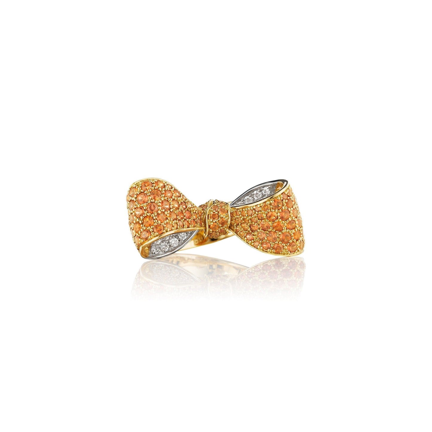Bow Orange Sapphire Diamond Ring_18k Yellow Gold