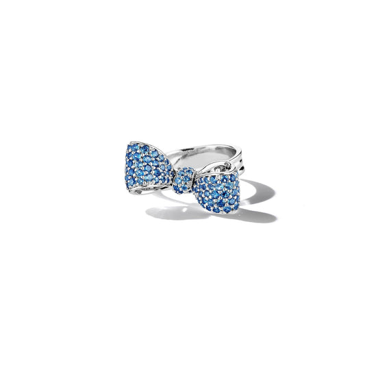 Mimi So Bow Blue Sapphire Ring_18k White Gold
