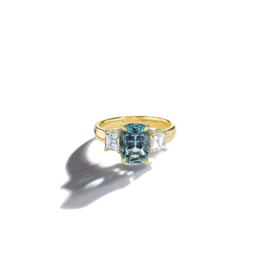 Mimi So Aquamarine & Diamond 3-Stone Engagement Ring Mimi So_18k Yellow Gold