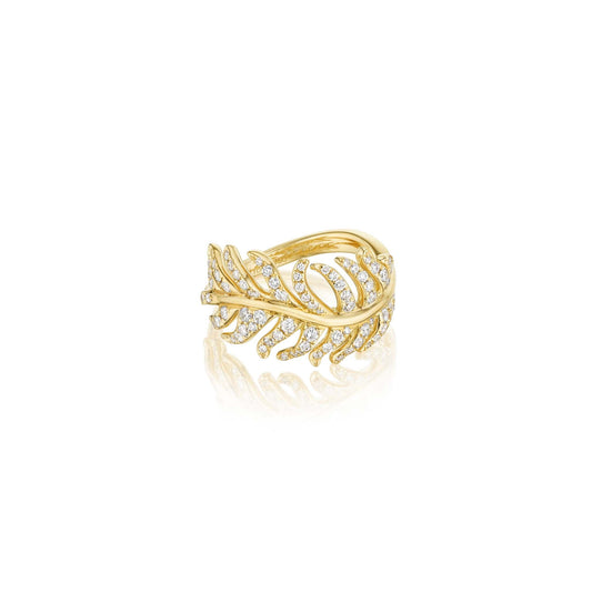 Phoenix Feather Diamond Ring_18k Yellow Gold