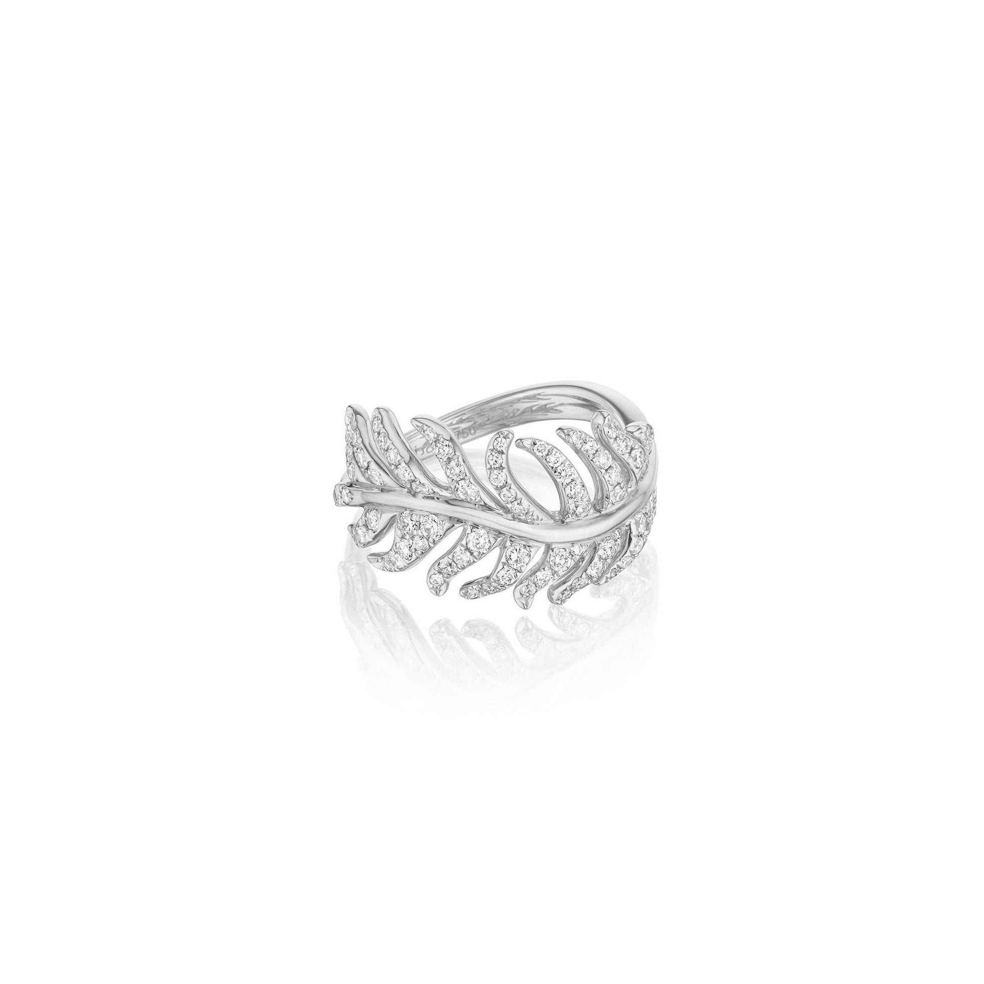 Phoenix Feather Diamond Ring_18k White Gold