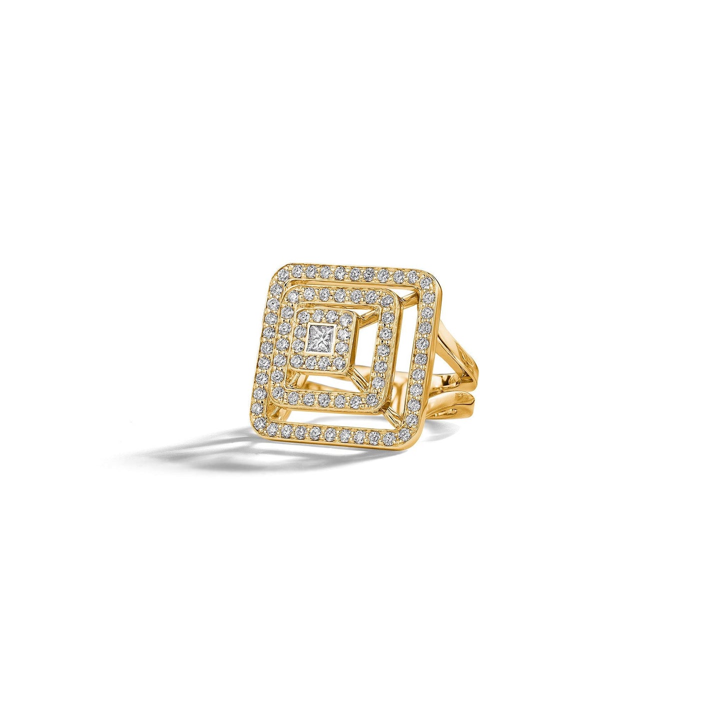 Piece Pyramid Diamond Ring_18k Yellow Gold