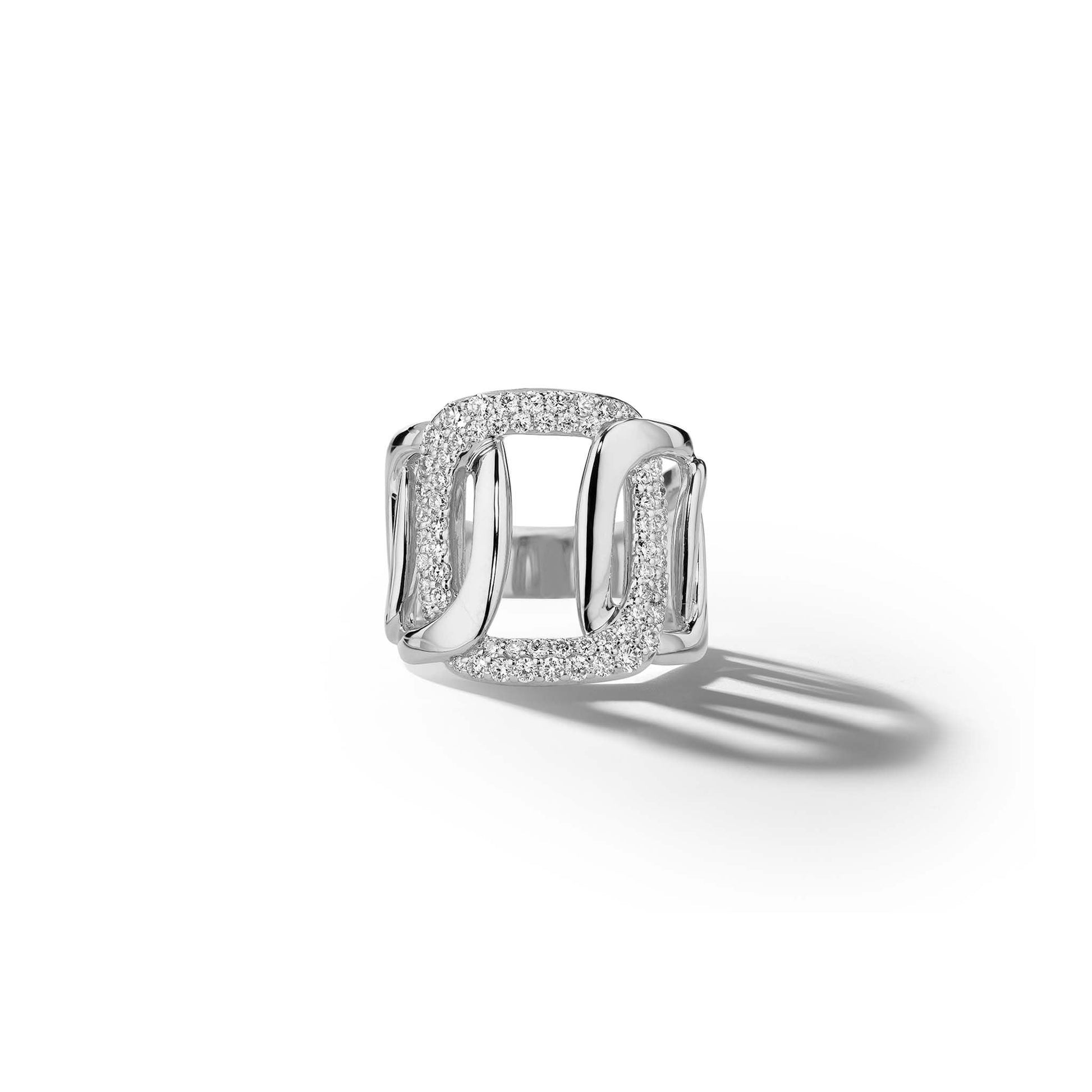 Piece Link Diamond Ring_18k White Gold