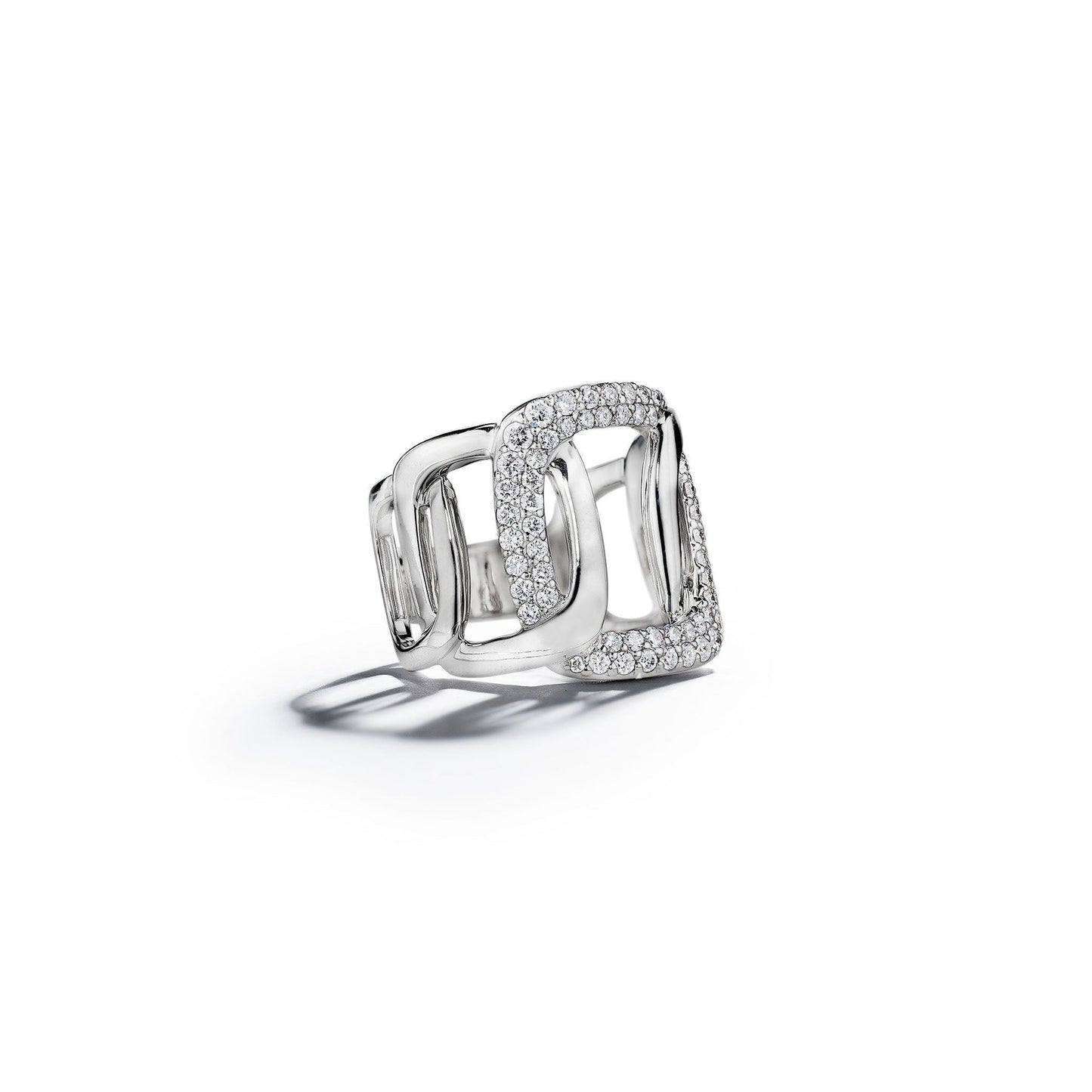 Piece 'Link' Diamond Ring 18k White Gold Mimi So